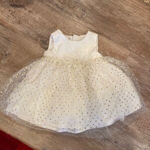 Carter's Party Dress Off White Gold Accent Tule Satin Spring Easter Holiday